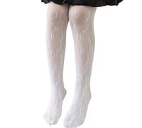 Zkydhbd Leggings creux pour petites filles - Bas de printemps antidérapants en dentelle - Collants résille - Chaussettes pour enfants - Collants tendance pour enfants, blanc, S