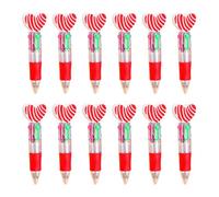 Zkydhbd Lot de 12 stylos à bille multicolores en forme de cœur 4 couleurs en 1 pour enfants, Saint-Valentin, échange de cadeaux, prise de notes, journal, stylos de Saint-Valentin pour adultes