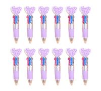 Zkydhbd Lot de 12 stylos à bille multicolores en forme de cœur 4 couleurs en 1 pour enfants, Saint-Valentin, échange de cadeaux, prise de notes, journal, stylos de Saint-Valentin pour adultes