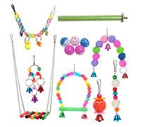 Zkydhbd Lot de 13 jouets pour oiseaux pour perruches, balançoire, perchoir en bois, pont, jouet à mâcher, jouet à mâcher pour perroquets, perruches, inséparables