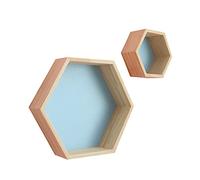 Zkydhbd Lot de 2 étagères hexagonales créatives - 4 couleurs au choix - Rangez vos clés, magazines - Pour garder la pièce propre et sauver le spa - Bois bleu, blanc, jaune