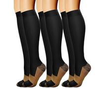 Zkydhbd Lot de 3 paires de chaussettes compressées au design ergonomique favorisant la circulation sanguine - Convient pour rester debout ou marcher de longues heures - Chaussettes athlétiques