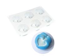 Zkydhbd Lot de 6 moules en silicone en forme de cœur pour la Saint-Valentin, mousses romantiques, gâteaux, glaces, desserts cuits au four, outil de cuisson sans danger pour la famille, cadeau de