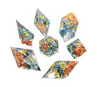 Zkydhbd Lot de 7 dés en résine de différentes formes - Nombre de visages différents - Numéros éducatifs numériques - Divertissement de bureau - Dés de jeu pour les fêtes