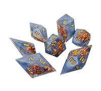 Zkydhbd Lot de 7 dés en résine de différentes formes - Nombre de visages différents - Numéros éducatifs numériques - Divertissement de bureau - Dés de jeu pour les fêtes