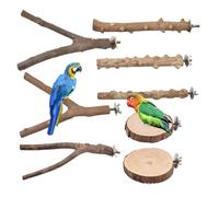 Zkydhbd Lot de 8 perchoirs à oiseaux naturels pour perroquets - Accessoires pour cage à meulage - Jouet d'escalade
