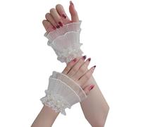 Zkydhbd Manchons élégants en dentelle brodée pour ongles Art Photographie Manchettes respirantes avec détails floraux, beige, taille unique