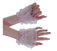 Zkydhbd Manchons élégants en dentelle brodée pour ongles Art Photographie Manchettes respirantes avec détails floraux, a, taille unique