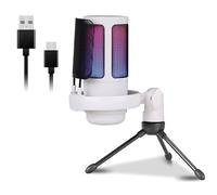 Zkydhbd Microphone USB 192 kHz/24 bits avec éclairage couleur, microphone de jeu avec bouton muet, base solide pour streaming et chant en direct, microphone d'éclairage couleur