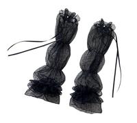 Zkydhbd Mitaines longues en dentelle avec poignets élastiques et décorations papillon pour les vacances, la conduite et le soleil, accessoires de mariage, Noir , taille unique