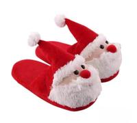 Zkydhbd Pantoufles de Noël à enfiler Motif Père Noël Pour chambre à coucher Intérieur Extérieur Pour femmes, hommes, femmes, enfants, hommes et adolescents, Rouge, Taille unique