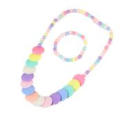 Zkydhbd Parure de bijoux pour enfants avec collier et bracelet en perles de couleur bonbon, as show, Plastique