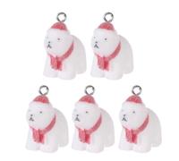 Zkydhbd Pendentif polyvalent en forme d'ours polaires floqué pour colliers, pendentifs, fournitures de fabrication de bijoux, ornements en résine, décoration miniature