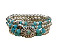 Zkydhbd Perles turquoises fabriquées à la main avec plusieurs couches, parfaites pour empiler et créer des bijoux turquoises pour un événement tendance, taille unique, Comme décrit