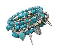 Zkydhbd Perles turquoises fabriquées à la main avec plusieurs couches, parfaites pour empiler et créer des bijoux turquoises pour un événement tendance, taille unique, Comme décrit