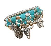 Zkydhbd Perles turquoises fabriquées à la main avec plusieurs couches, parfaites pour empiler et créer des bijoux turquoises pour un événement tendance, taille unique, Comme décrit