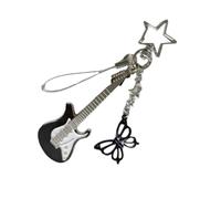 Zkydhbd Porte-clés élégant en forme de guitare et de papillon avec boucle en forme d'étoile - Accessoire élégant pour les amateurs d'instruments de guitare