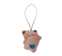 Zkydhbd Porte-clés ours de dessin animé décoration de sac personnalisable nom autocollant chaîne porte-clés poupée douce anneaux en peluche décoration charmante et mignonne, marron clair, taille