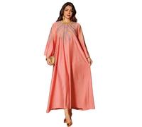 Zkydhbd Robe longue pour femme musulmane avec broderies et strass - Style Moyen-Orient - Col rond - Robe de soirée caftan, a, XL