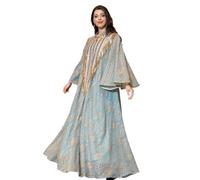 Zkydhbd Robe pour femme musulmane du Moyen-Orient - Robe longue à manches longues - Robe à paillettes pour femme, vert clair, L