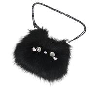 Zkydhbd Sac à bandoulière en forme de chats en peluche pour l'école, livre d'Halloween, accessoire pour femme et fille, sac à main à bandoulière motif chats, Noir