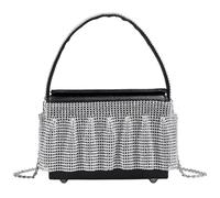 Zkydhbd Sac à bandoulière pour mariage, cocktail, fête, banquet, sac à main plissé, pompons, strass, chaîne en soie, sac à main, Noir , One Size