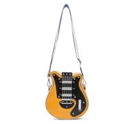 Zkydhbd Sac à bandoulière tendance en cuir synthétique en forme de guitare avec sangle réglable - Convient pour les étudiants et les membres du groupe - Accessoire pour les amateurs de musique, jaune