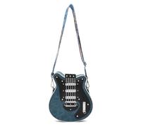 Zkydhbd Sac à bandoulière tendance en cuir synthétique en forme de guitare avec sangle réglable - Convient pour les étudiants et les membres du groupe - Accessoire pour les amateurs de musique, bleu