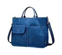 Zkydhbd Sac à main polyvalent en velours côtelé, sac à bandoulière tendance avec sangles réglables, idéal pour l'école, le travail et le shopping, bleu marine, One Size