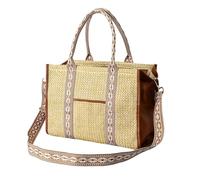 Zkydhbd Sac de paille unique offrant un grand espace et un look élégant pour les femmes qui aiment la nature, sac à main à la mode, sac à main de voyage, sac à bandoulière en cuir PU