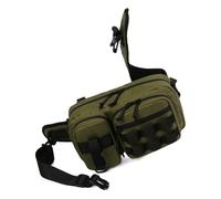Zkydhbd Sac de pêche de grande capacité, multi-couches, étanche, sac banane de camping, cyclisme, plein air, matériel de pêche de grande capacité, vert militaire, Taille unique