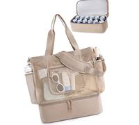 Zkydhbd Sac de plage en maille pour femme avec poches isothermes, étanche pour pique-nique, natation, grand sac de plage avec compartiment isotherme, kaki