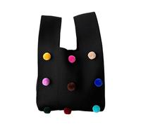 Zkydhbd Sac fourre-tout tendance de grande capacité pour femme et fille Motif boule de couleur bonbon, Noir , One Size