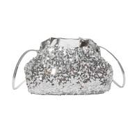 Zkydhbd Sac moderne sous les aisselles avec compartiments structurés et surfaces scintillantes, parfait pour les réunions d'affaires ou les réunions sociales, sac de soirée pliable tendance, Argenté