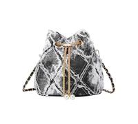 Zkydhbd Sac seau pour femme, sac à bandoulière tendance, sac à main, sac à main avec cordon de serrage, sac à bandoulière avec sangle amovible, sac seau en denim matelassé avec cordon de serrage, sac