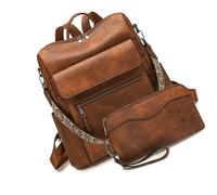 Zkydhbd Sacs à dos en cuir pour femme - Design polyvalent - Sac à main à bandoulière - Sac à dos de voyage avec sac à main en cuir synthétique, Marron bicolore