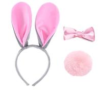 Zkydhbd Serre-tête de lapin, oreilles de lapin, serre-tête, nœud papillon, queue, ensemble de costume pour cheveux d'animaux pour fête, bandeaux, queue, cosplay, pour Pâques