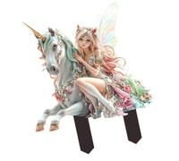 Zkydhbd Statuette de fée en acrylique avec piquet en forme de cheval blanc pour intérieur et extérieur