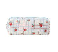 Zkydhbd Trousse à crayons souple avec imprimé - Pour l'école, le bureau, l'extérieur - Motif floral, Grille bleue fleur rouge