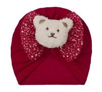 Zkydhbd Turban tendance pour bébé - Joli ours - Casquettes fœtales nouées - Indien avec nœud - Bonnet tendance pour nouveau-né - Hôpital, Rouge, Taille unique