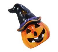 Zkydhbd Veilleuse en céramique en forme de citrouilles creuses - Décoration d'Halloween pour la maison, les fêtes, les centres de table - Lumière en céramique