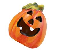 Zkydhbd Veilleuse en céramique en forme de citrouilles creuses - Décoration d'Halloween pour la maison, les fêtes, les centres de table - Lumière en céramique
