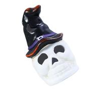 Zkydhbd Veilleuse en céramique en forme de citrouilles creuses - Décoration d'Halloween pour la maison, les fêtes, les centres de table - Lumière en céramique