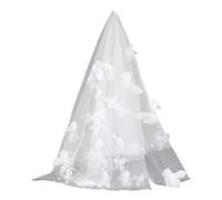 Zkydhbd Voile de mariée à une seule couche tendance avec papillons délicats en tulle doux pour femmes et filles, blanc, taille unique