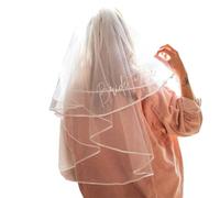 Zkydhbd Voiles de mariée élégants imprimés avec un design facile à porter pour fête de mariage, enterrement de vie de jeune fille et cérémonie, voiles de mariage blancs