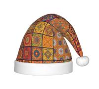 zkyfll Chapeau de Père Noël avec imprimé géométrique marocain, petite taille, cadeaux de Noël en peluche, chapeau de Noël amusant, fête