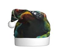 zkyfll Chapeau de Père Noël en peluche avec inscription « Chameleon listen music » pour adulte, fête de Noël