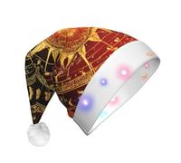 zkyfll Chapeau de Père Noël en peluche avec motif horloge en bronze pour adulte, fête de Noël