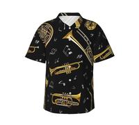 zkyfll Chemises hawaïennes à manches courtes pour homme - Imprimé instruments de musique - Chemises de plage - Chemises de vacances boutonnées, noir, XX-Large