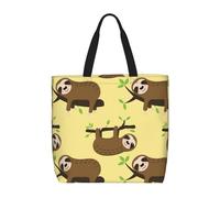 zkyfll Sac fourre-tout réutilisable avec imprimé paresseux mignons sur citrons jaunes pour femme, grand sac de plage, voyage, vacances, travail